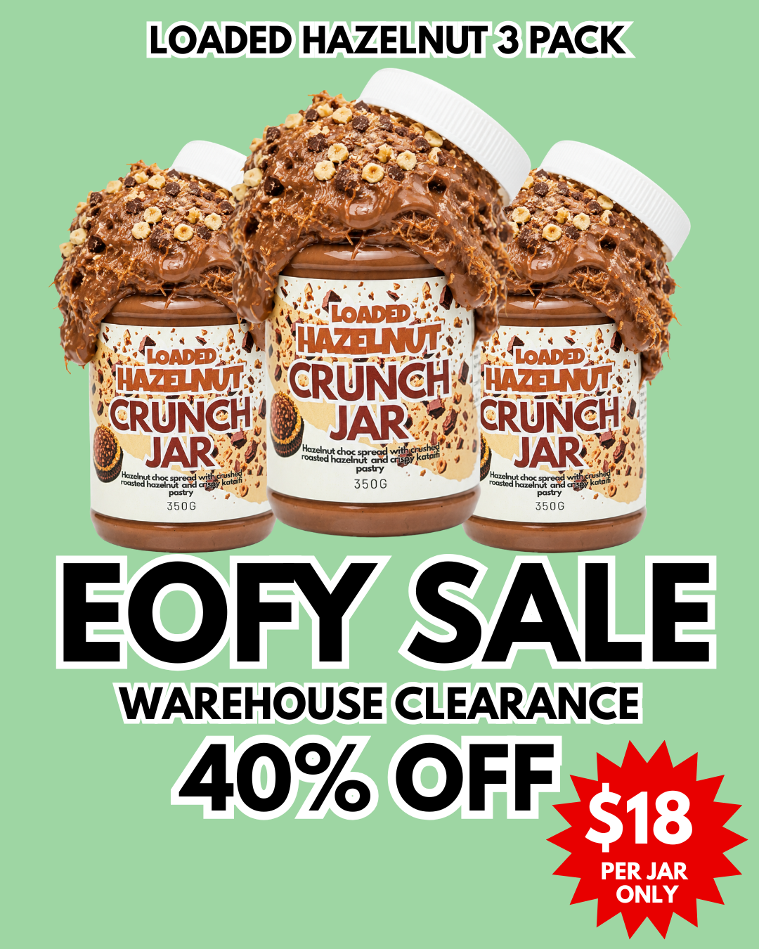 3 Pack Loaded Hazelnut Crunch Jar