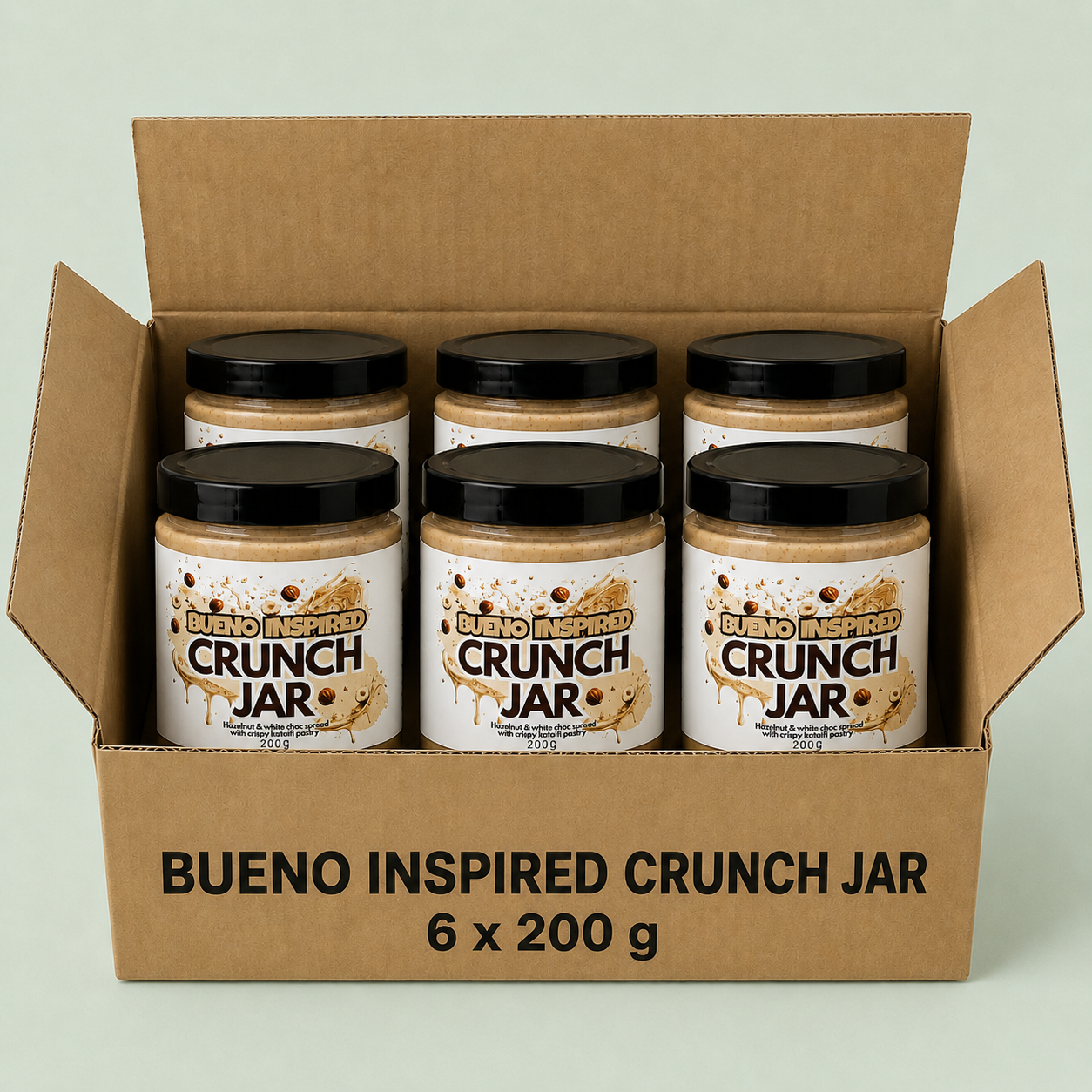 Carton of six 200 g Bueno Inspired Crunch Jars