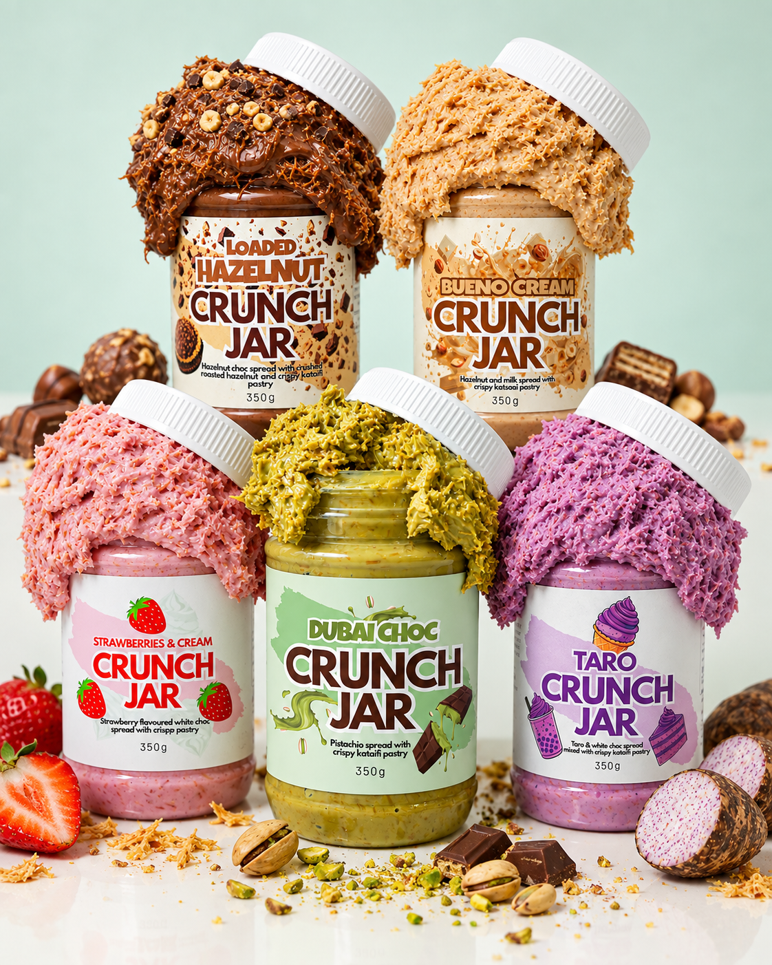 Assorted 350 g Crunch Jar flavours for a mix and match box
